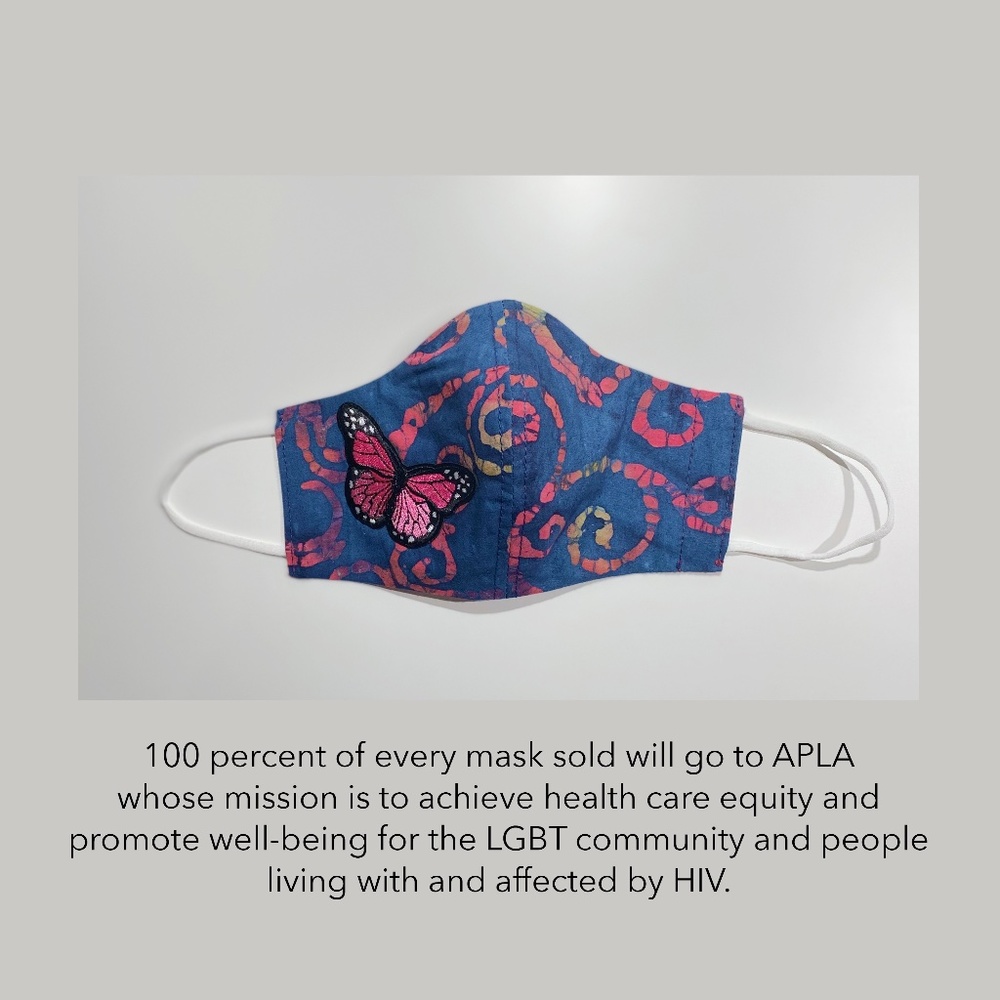 Face Mask (Reversible) Navy Jamaica Butterfly